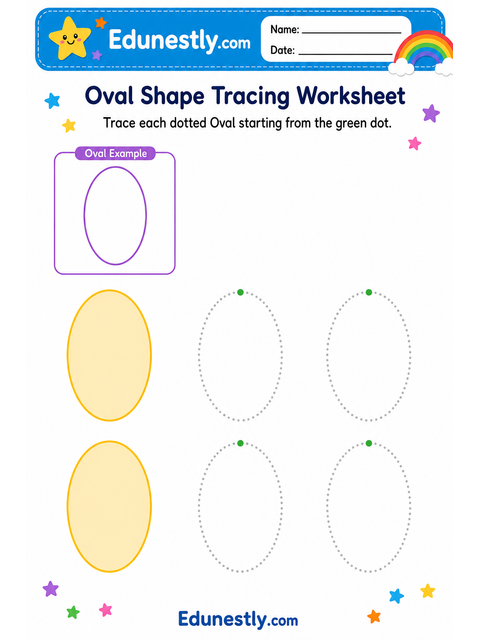 Oval Shape Tracing Worksheet