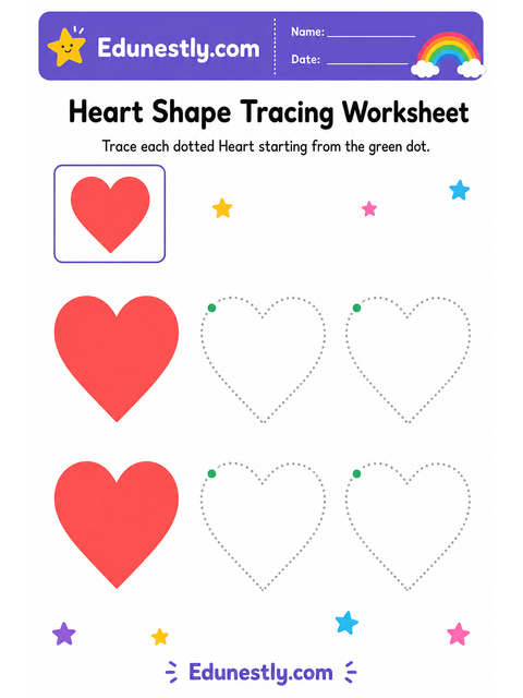 Heart Shape Tracing Worksheet