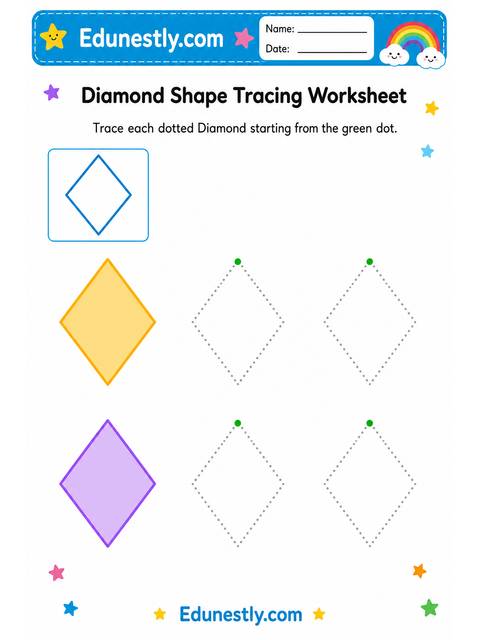 Diamond Shape Tracing Worksheet