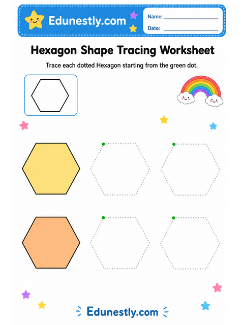Hexagon Shape Tracing Worksheet