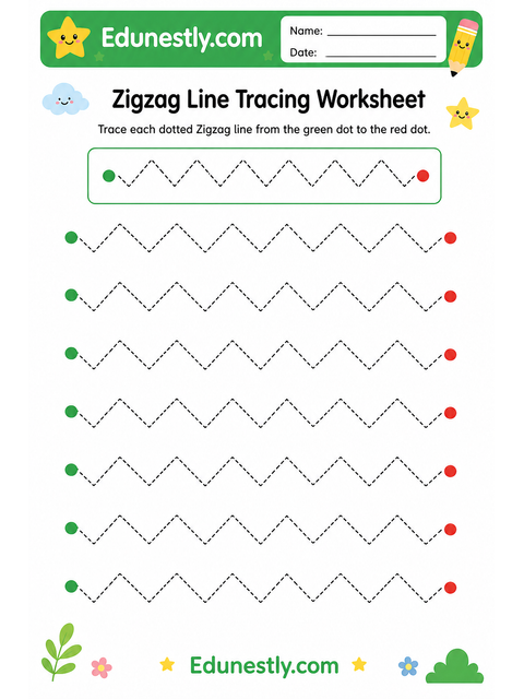Zigzag Line Tracing Worksheet
