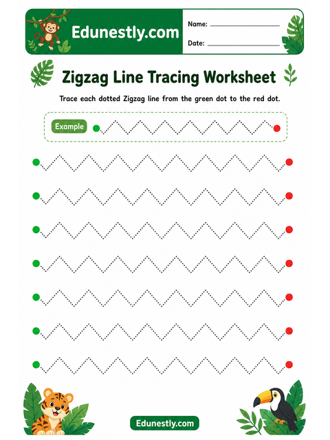 Zigzag Line Tracing Worksheet