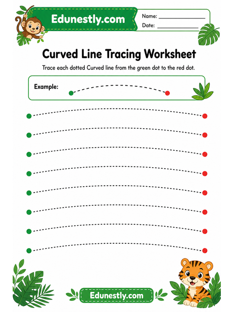 Curved Line Tracing Worksheet