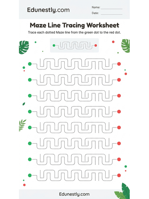 Maze Line Tracing Worksheet