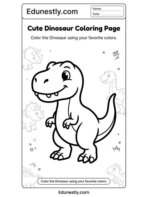 Cute Dinosaur Coloring Page