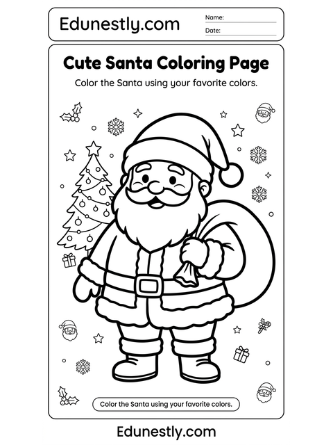 Cute Santa Coloring Page