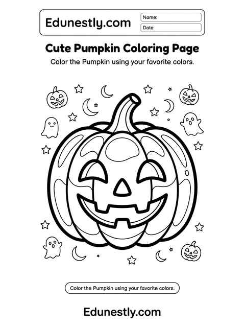 Cute Pumpkin Coloring Page