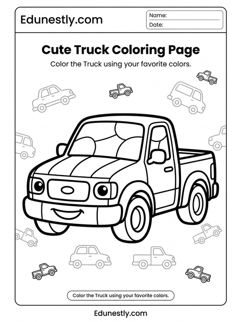 Cute Truck Coloring Page