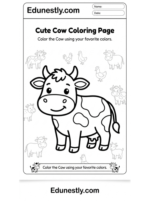 Cute Cow Coloring Page