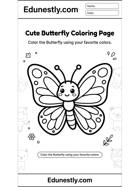 Cute Butterfly Coloring Page