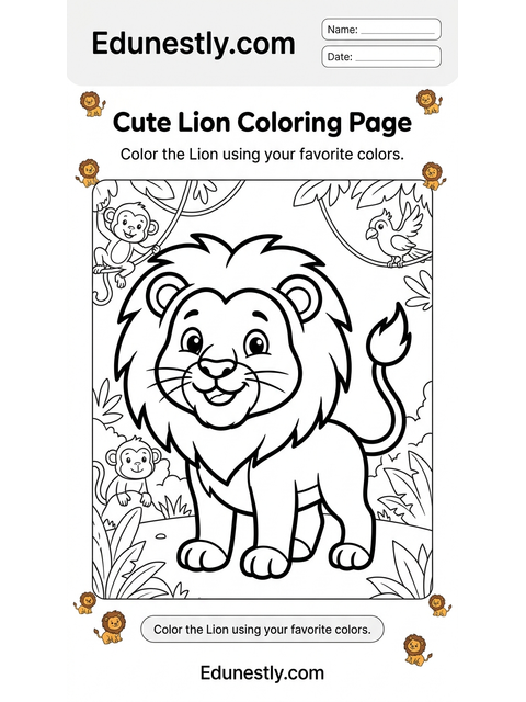 Cute Lion Coloring Page