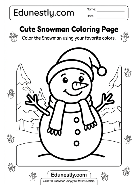 Cute Snowman Coloring Page