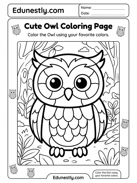 Cute Owl Coloring Page
