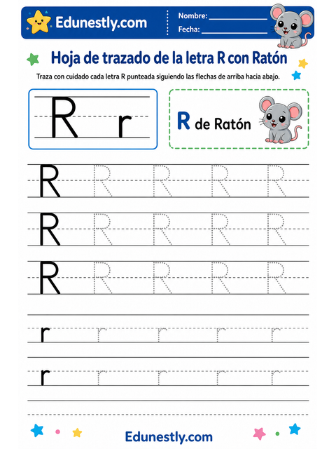 Hoja de trazado de la letra R con Ratón