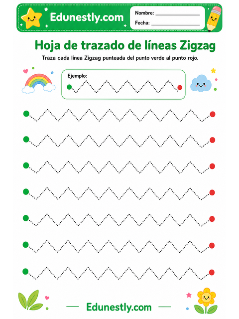 Hoja de trazado de líneas Zigzag