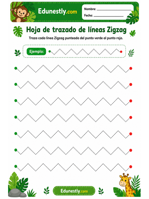 Hoja de trazado de líneas Zigzag