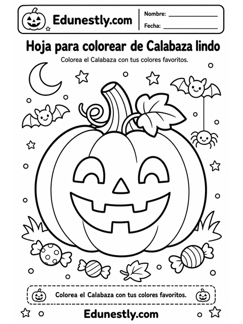 Hoja para colorear de Calabaza lindo
