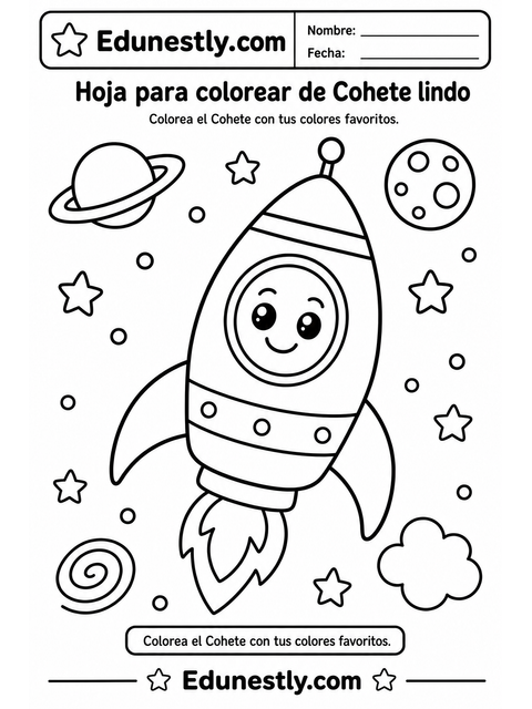 Hoja para colorear de Cohete lindo