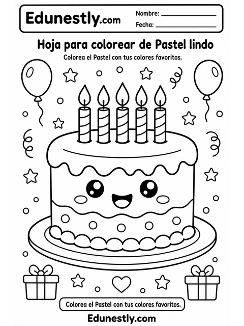 Hoja para colorear de Pastel lindo