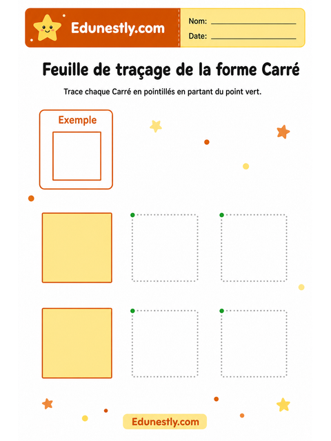 Feuille de traçage de la forme Carré