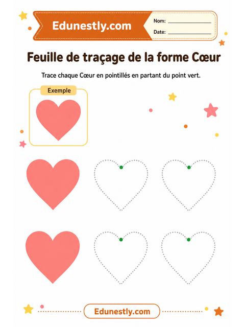 Feuille de traçage de la forme Cœur