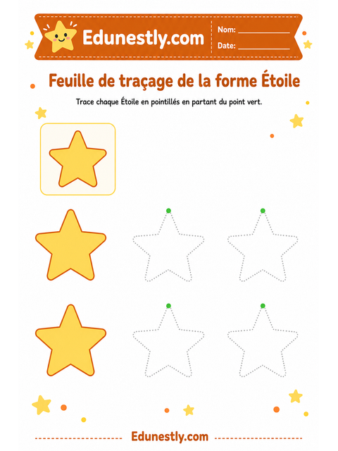 Feuille de traçage de la forme Étoile