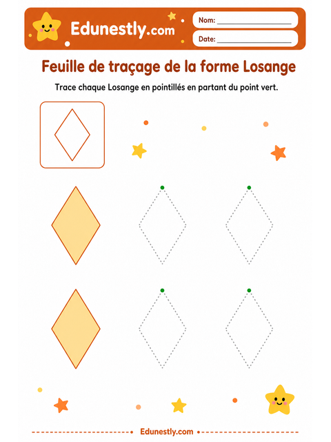 Feuille de traçage de la forme Losange