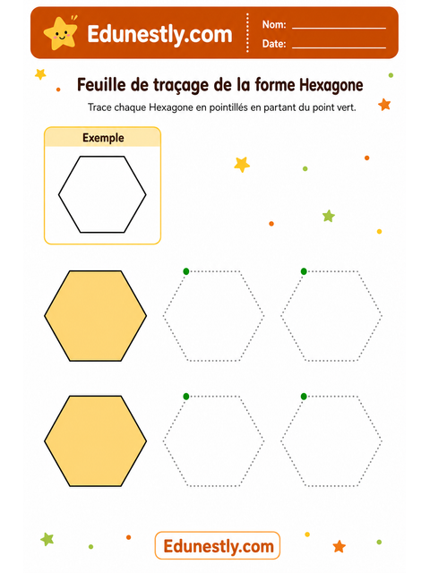 Feuille de traçage de la forme Hexagone