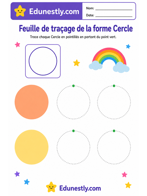 Feuille de traçage de la forme Cercle
