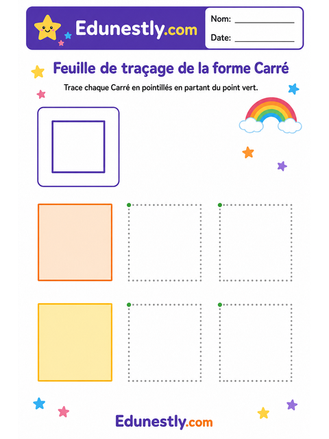 Feuille de traçage de la forme Carré