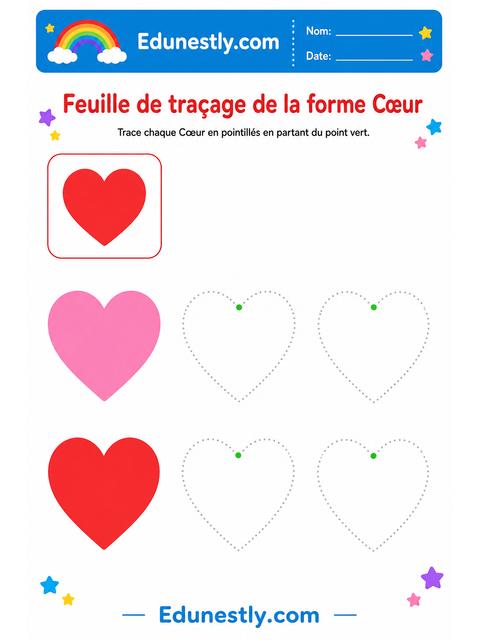 Feuille de traçage de la forme Cœur