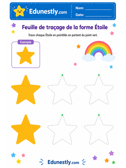 Feuille de traçage de la forme Étoile