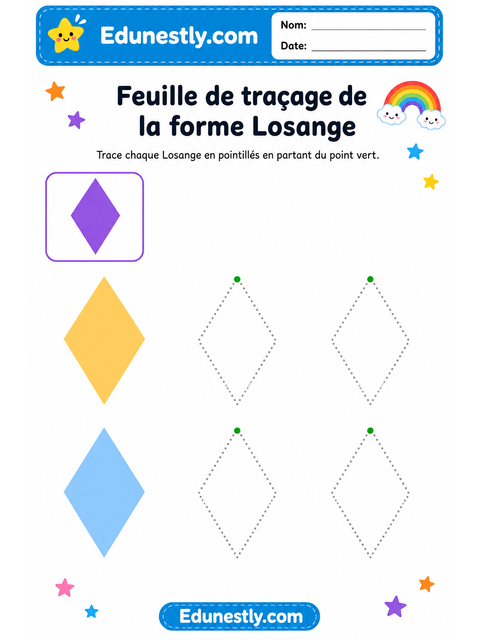 Feuille de traçage de la forme Losange