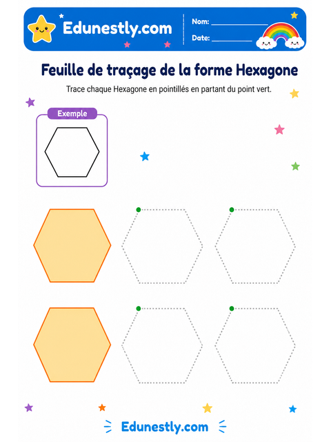 Feuille de traçage de la forme Hexagone