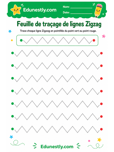 Feuille de traçage de lignes Zigzag