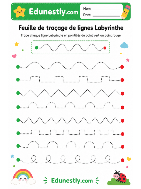 Feuille de traçage de lignes Labyrinthe