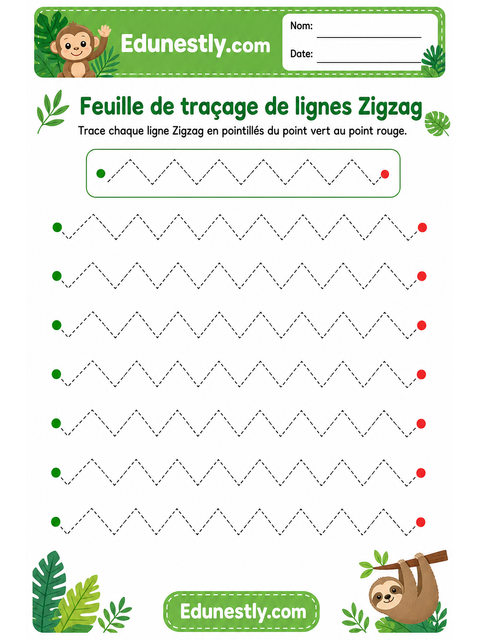 Feuille de traçage de lignes Zigzag