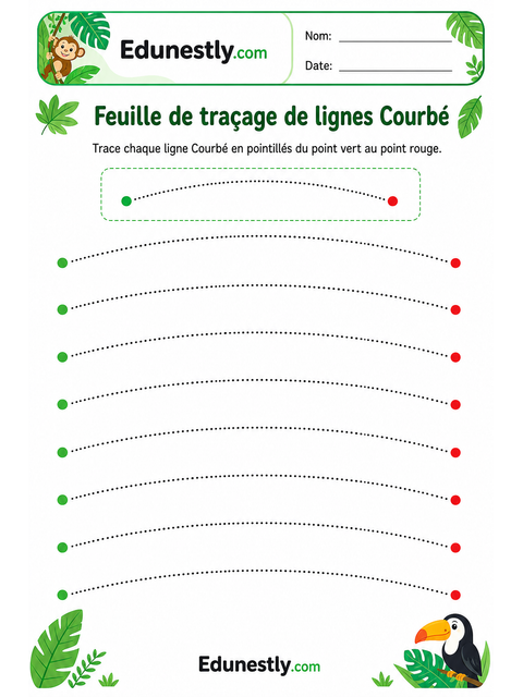 Feuille de traçage de lignes Courbé
