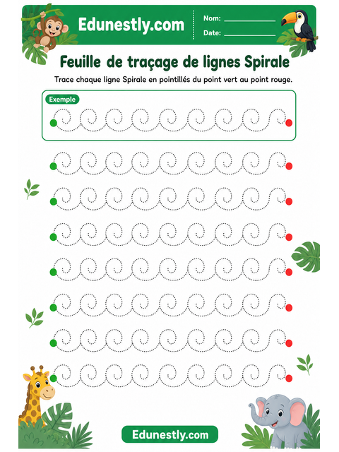 Feuille de traçage de lignes Spirale