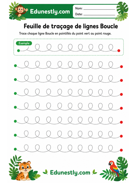 Feuille de traçage de lignes Boucle