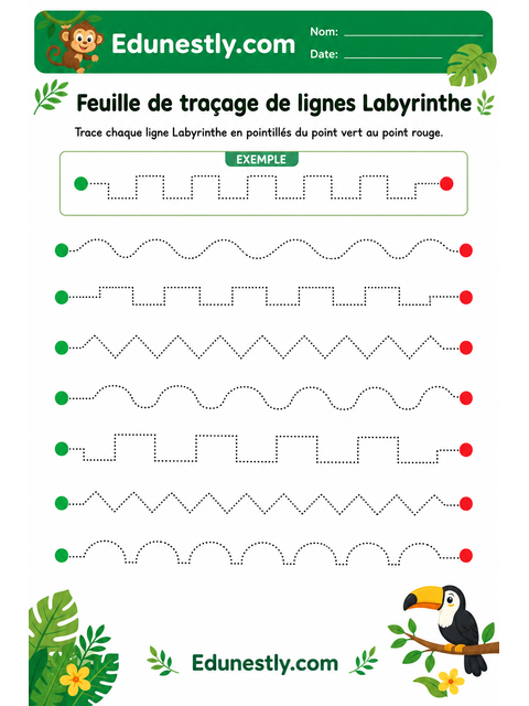 Feuille de traçage de lignes Labyrinthe