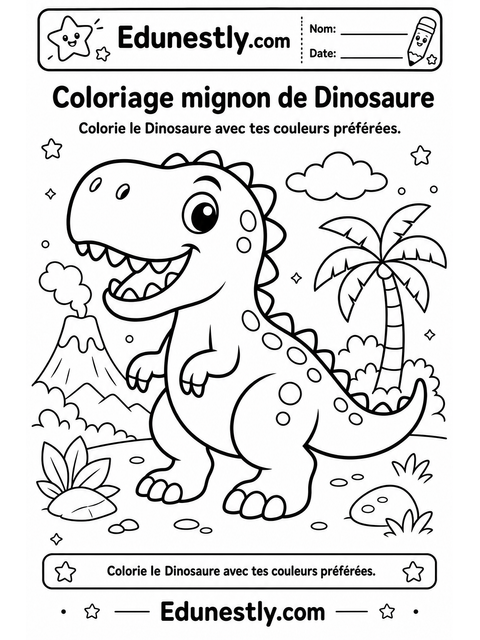 Coloriage mignon de Dinosaure