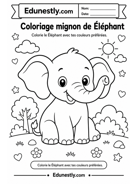 Coloriage mignon de Éléphant