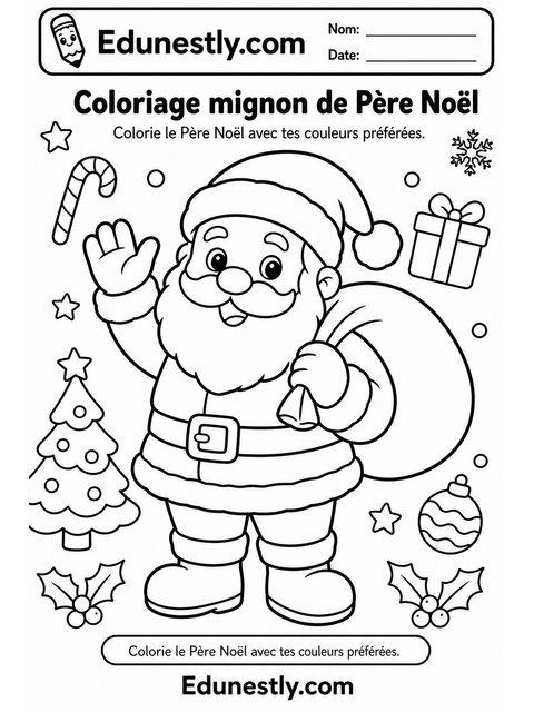 Coloriage mignon de Père Noël