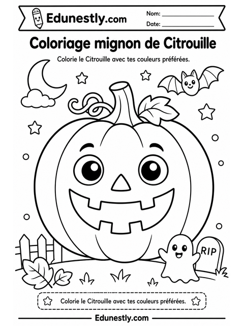 Coloriage mignon de Citrouille