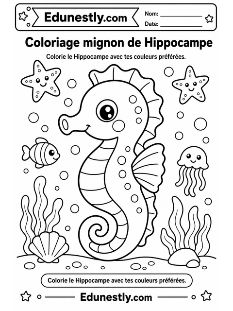 Coloriage mignon de Hippocampe