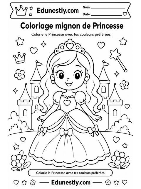 Coloriage mignon de Princesse