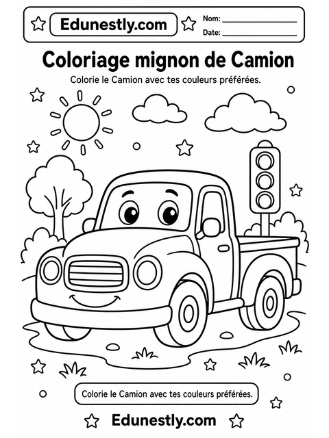 Coloriage mignon de Camion
