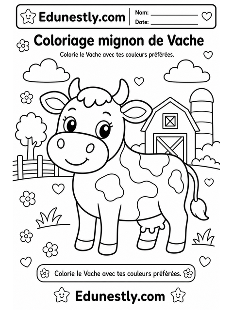 Coloriage mignon de Vache