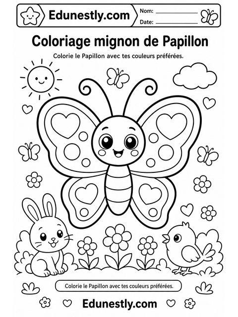 Coloriage mignon de Papillon
